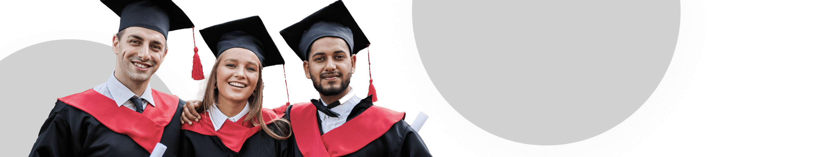 UniScholars Banner happy student with graduation hat diploma grey